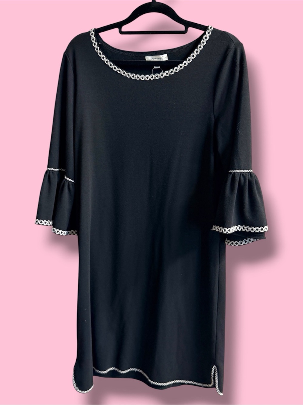 Max Studio Black Shift Dress with White Trim #110